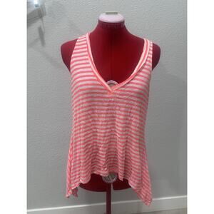 Striped Tank Top V Neck Sleeveless Casual Summer Beach Coral White
